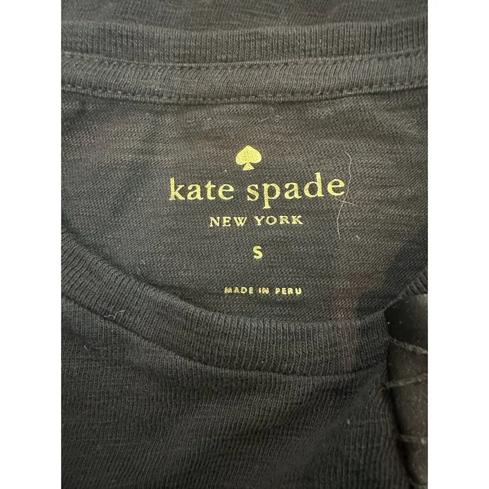Kate Spade stitched bow cotton tee Size S black